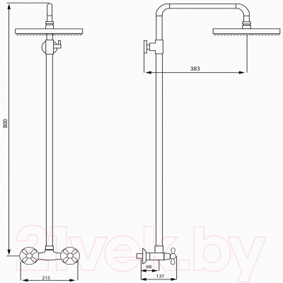 Верхний душ со смесителем Istok 0402.977