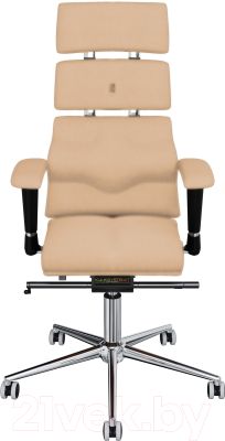 Кресло офисное Kulik System Pyramid экокожа (бежевый с подголовником) - фото