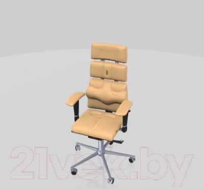Кресло офисное Kulik System Pyramid экокожа (бежевый с подголовником)