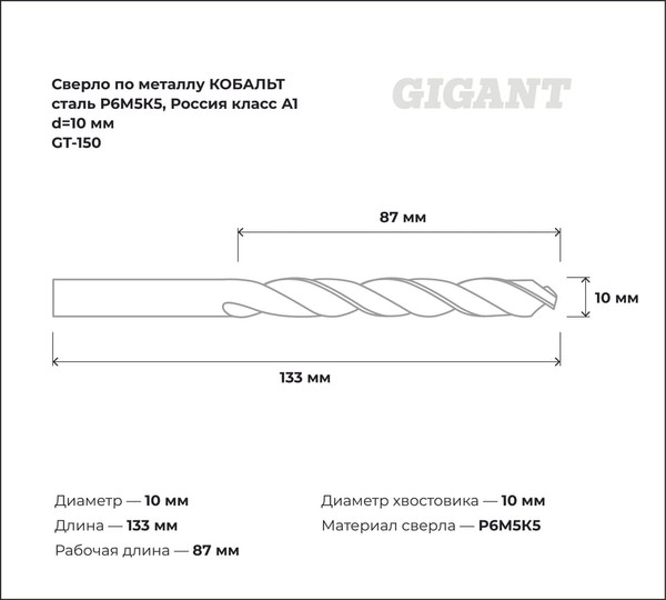 Сверло Gigant По металлу GT-150
