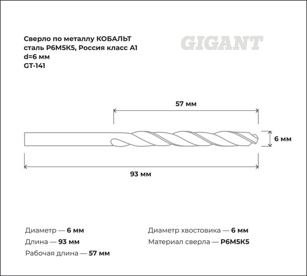 Сверло Gigant По металлу GT-141