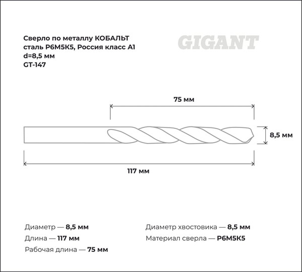 Сверло Gigant По металлу GT-147