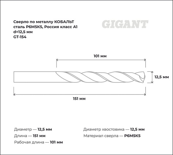 Сверло Gigant По металлу GT-154