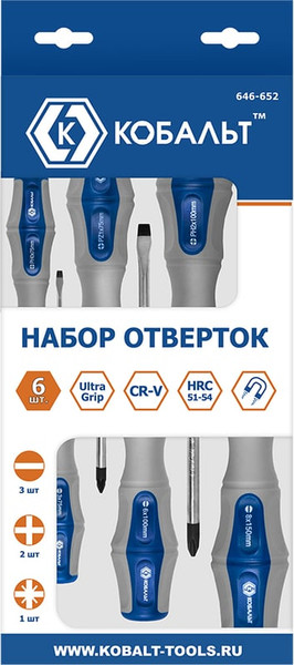Набор отверток Кобальт Ultra Grip / 646-652