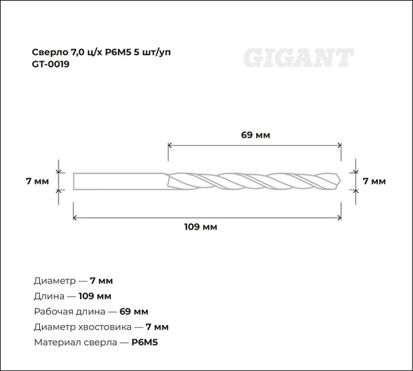 Набор сверл Gigant GT-0019