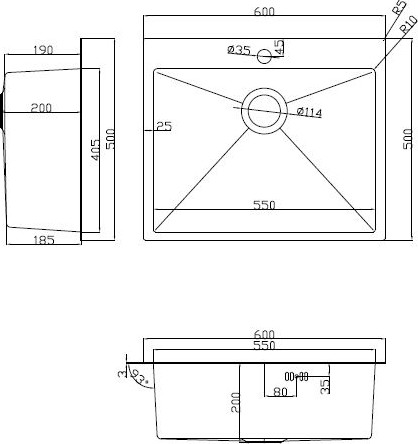 Мойка кухонная Arfeka ECO AR 60x50+CL AR F+DS AR