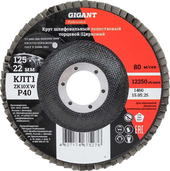 Шлифовальный круг Gigant GNT-P40-10