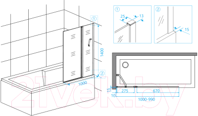 Стеклянная шторка для ванны RGW SC-11B 03111110-14