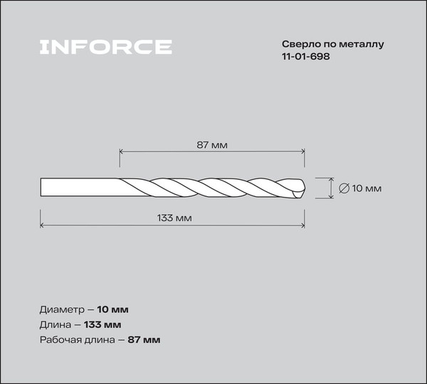 Сверло Inforce По металлу HSS-G / 11-01-698