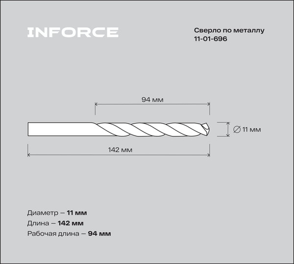 Сверло Inforce По металлу HSS-G / 11-01-696