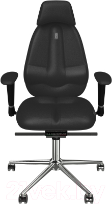 Кресло офисное Kulik System Classic азур (черный с подголовником) - фото