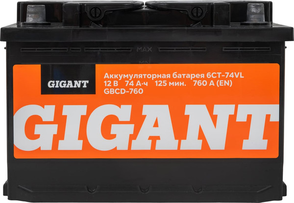 Автомобильный аккумулятор Gigant 6СТ-74VL 760 A / GBCD-760