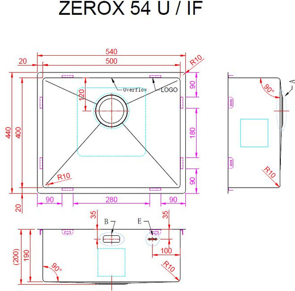 Мойка кухонная ZORG Zerox 54 U / IF Zurinox Steel