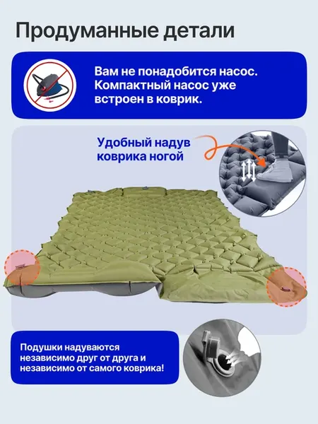 Туристический коврик RoadLike Duo 437153 (серый/зеленый)