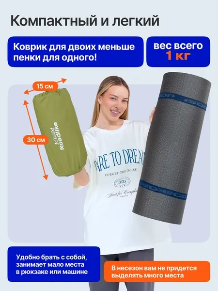 Туристический коврик RoadLike Duo 437153 (серый/зеленый)