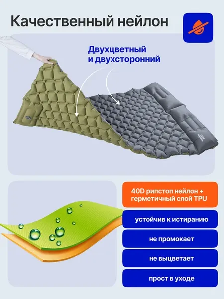 Туристический коврик RoadLike Duo 437153 (серый/зеленый)