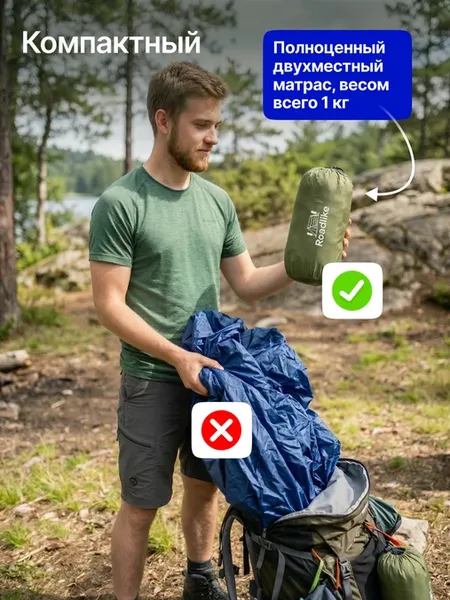 Туристический коврик RoadLike Duo 437153 (серый/зеленый)