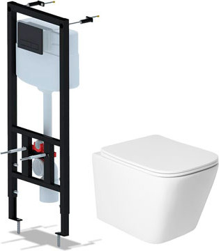 Унитаз подвесной с инсталляцией Saniteco KW-9004WS + Ани Пласт WCP1430