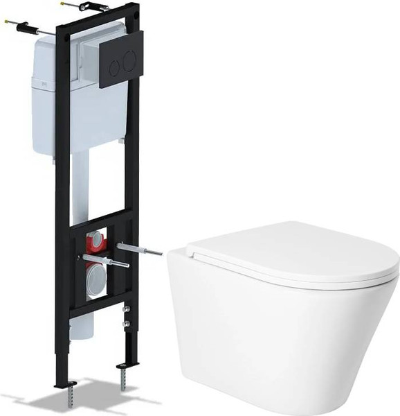 Унитаз подвесной с инсталляцией Saniteco KW-9005W + Ани Пласт WCP4133