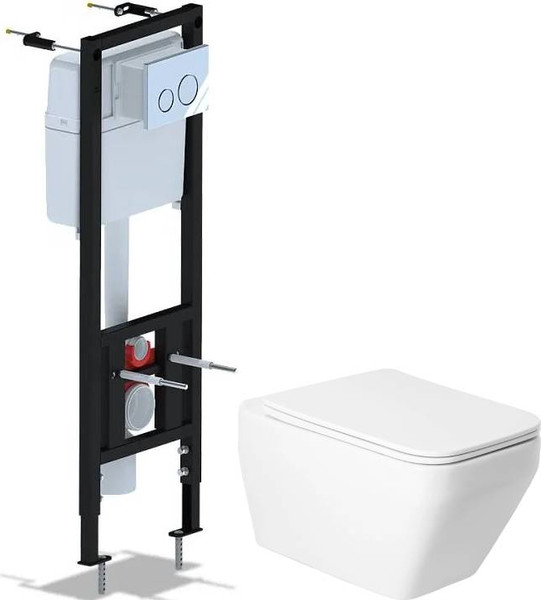 Унитаз подвесной с инсталляцией Saniteco KW-9010W + Ани Пласт WCP4131