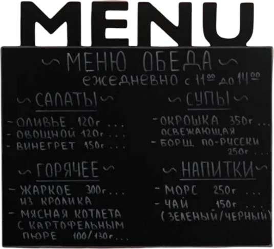 Меловая доска KraftHouse Меню 48x44x2см / 2046720366765