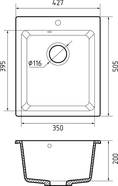 Мойка кухонная Maroni Extra MA-427EX 42.7x50.5