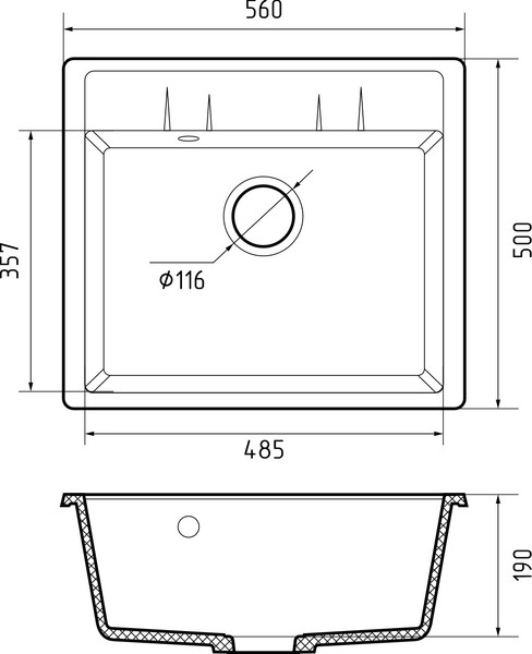 Мойка кухонная Maroni Extra MA-560EX 56x50