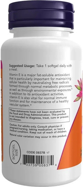 Витамин NOW E 400 IU With Mixed Tocopherols