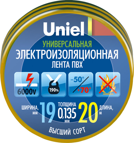 Изолента Uniel UIT-135P 20/19/01 / 04483 - фото