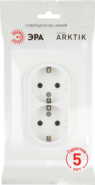 Розетка ЭРА Arktik 16-2104-08 2X2P+E Schuko 16А-250В / Б0070451