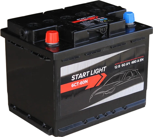 Автомобильный аккумулятор Курский Аккумулятор Start Light 6СТ-60 N рус прямая 1 L 480 А / СЗ00453 - фото
