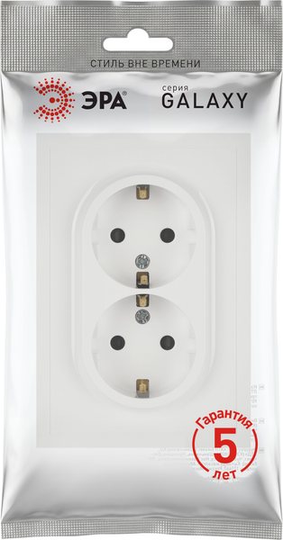 Розетка ЭРА Galaxy 15-2104-08 2X2P+E Schuko 16А-250В IP20 / Б0070691