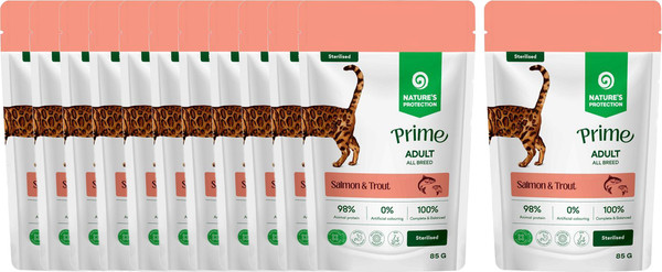 Влажный корм для кошек Nature's Protection Prime Sterilised Кусочки в соусе лосось, форель - фото