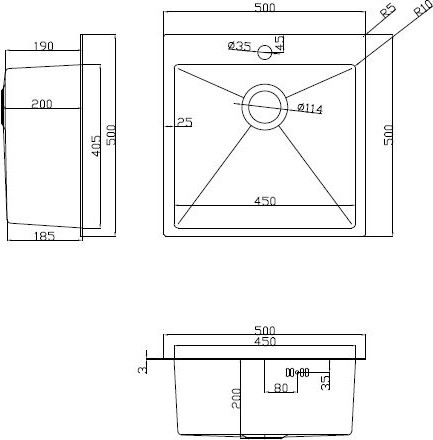 Мойка кухонная Arfeka Eco AR 50x50+CL AR F+DS AR