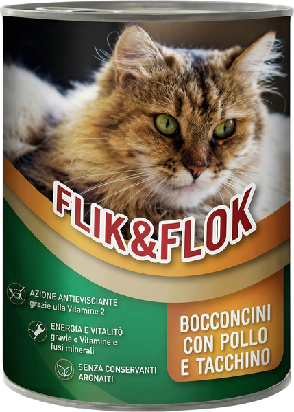 Влажный корм для кошек Morando Flik&Flok Кусочки с курицей и индейкой - фото