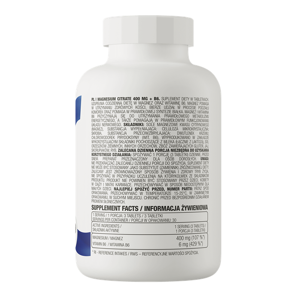 Витаминно-минеральный комплекс OstroVit Magnesium Citrate 400mg + B6