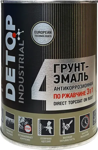Грунт-эмаль Detop По ржавчине 3в1 №4 / DTI-P07755