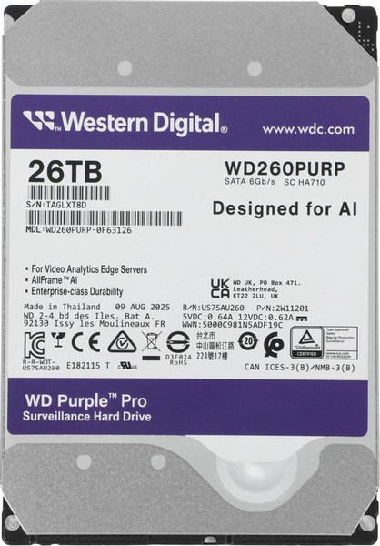 Жесткий диск Western Digital Purple Pro 26ТБ (WD260PURP) - фото