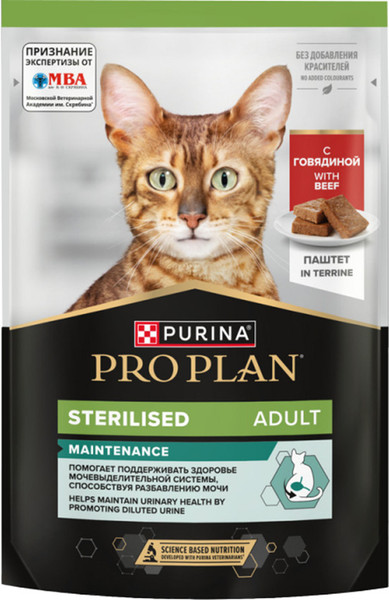 Влажный корм для кошек Pro Plan Sterilised Паштет с говядиной - фото