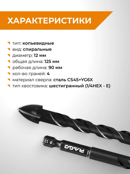 Сверло Rage Quadro-X Hex 12мм / 554085