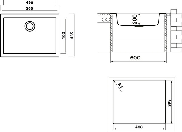 Мойка кухонная Longran Cube CUG560.435