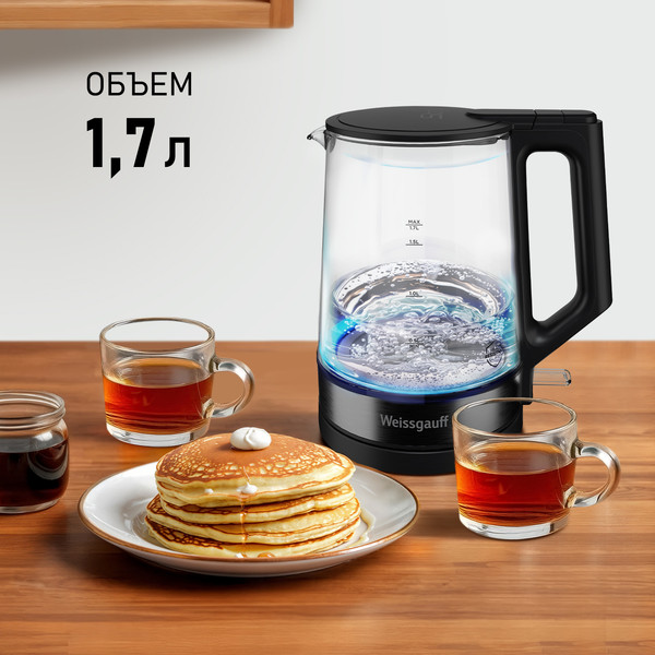 Электрочайник Weissgauff WK 1700 EcoGlass Nero