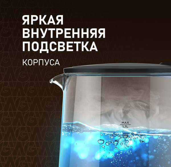 Электрочайник Weissgauff WK 1700 EcoGlass Nero
