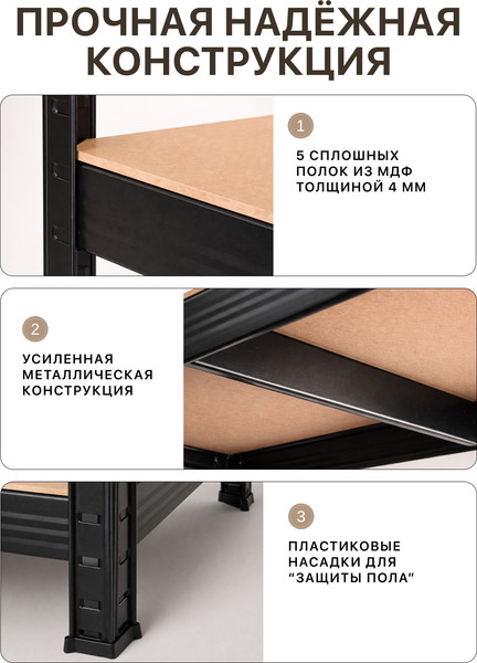 Стеллаж металлический Humble 180x90x40 / SM.180.90.40.BL