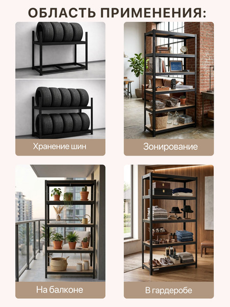 Стеллаж металлический Humble 200x100x40 / SM.200.100.40.BL