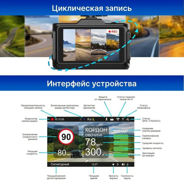 Автомобильный видеорегистратор TrendVision Combo F10