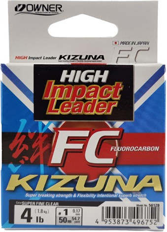 Леска монофильная Owner Kizuna FC super clear 50м 0.17мм 1.81кг / 56128-0165 - фото