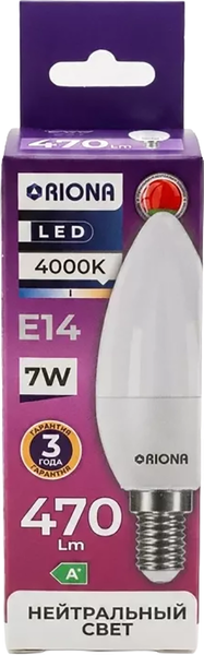 Лампа RIONA LED С37 7W 4000K E14 - фото