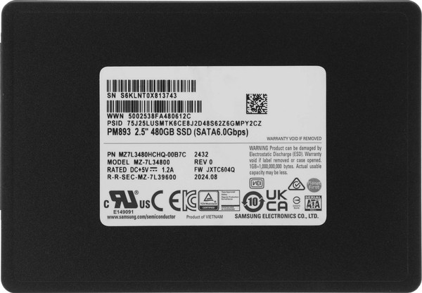 SSD диск Samsung PM893 480ГБ (MZ7L3480HCHQ-00B7C) - фото