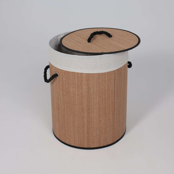 Корзина для белья AksHome Bamboo Duo круглая d40x50см